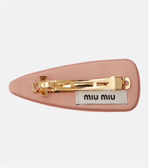 miu miu hair clip pink|Powder Pink Patent Leather Hair Clip .